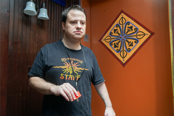 Danny Leo wearing a McMenamins Hotel Oregon shirt